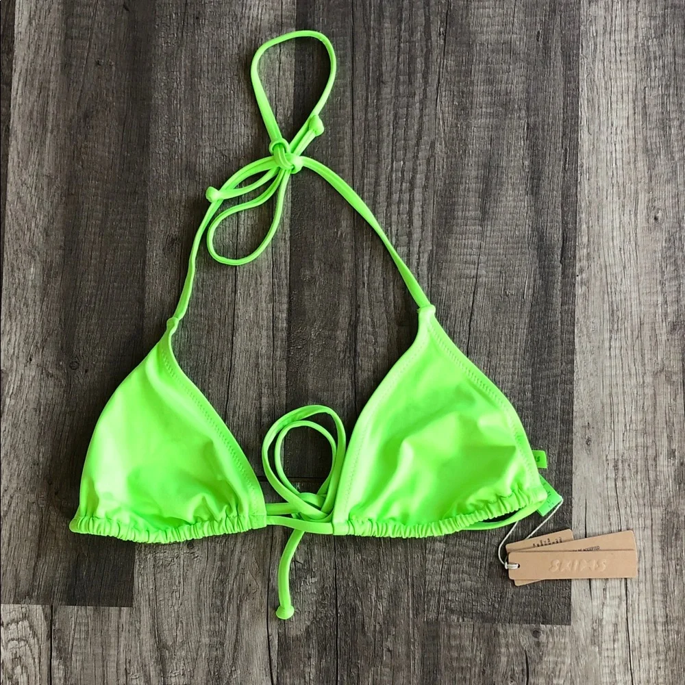 SKIMS Neon Green Triangle Swim Top L NEW